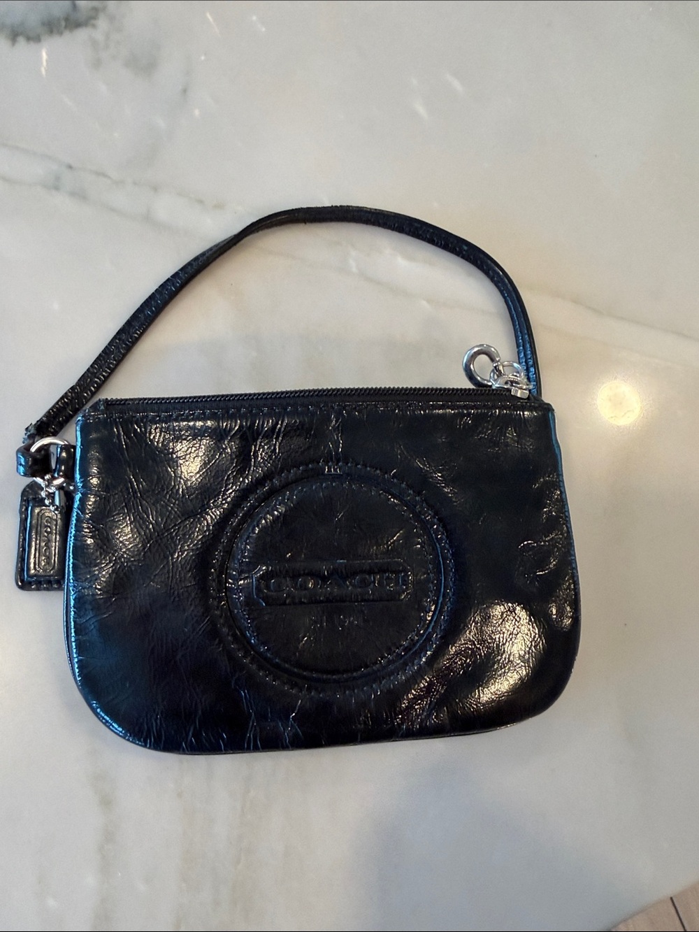 Coach Black Patent Leather Wristlet Clutch
